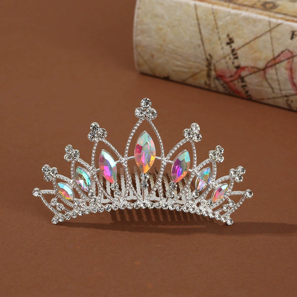 Wholesale Alloy Geometric Rhinestone Comb Crown Electroplated Hair Accessories For Girls