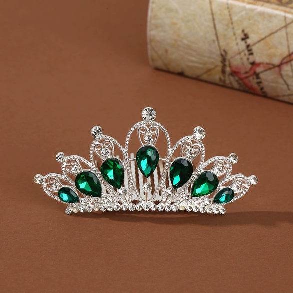 Wholesale Alloy Geometric Rhinestone Comb Crown Electroplated Hair Accessories For Girls