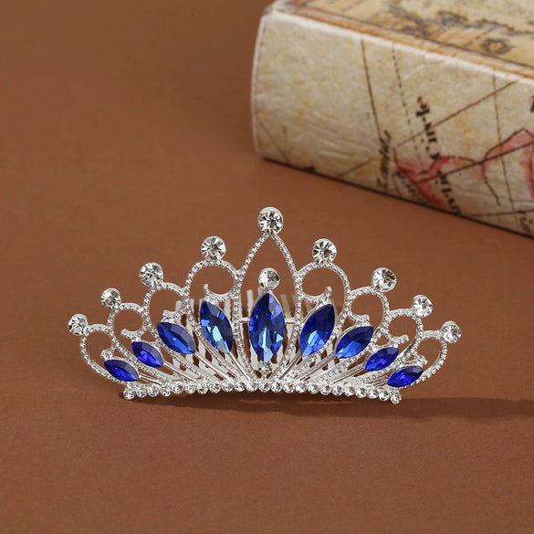 Wholesale Alloy Geometric Rhinestone Comb Crown Electroplated Hair Accessories For Girls