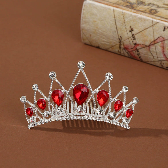 Wholesale Alloy Geometric Rhinestone Comb Crown Electroplated Hair Accessories For Girls