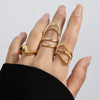 Wholesale Alloy Geometric Ring With Stacking Style And Electroplating Design