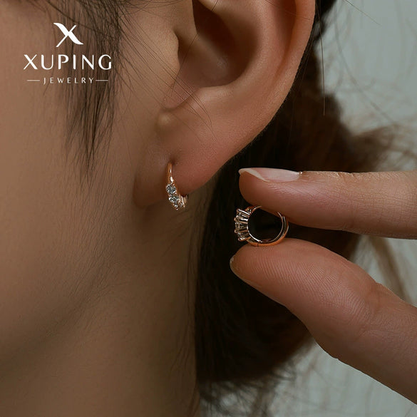 Wholesale Alloy Geometric Rose Gold Electroplated Women's Earrings With Microinlaid Zircon