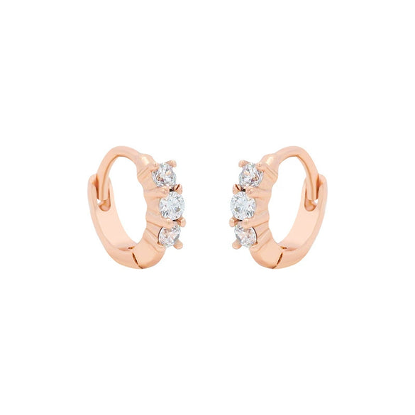 Wholesale Alloy Geometric Rose Gold Electroplated Women's Earrings With Microinlaid Zircon
