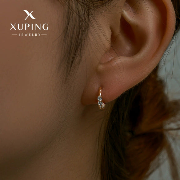 Wholesale Alloy Geometric Rose Gold Electroplated Women's Earrings With Microinlaid Zircon