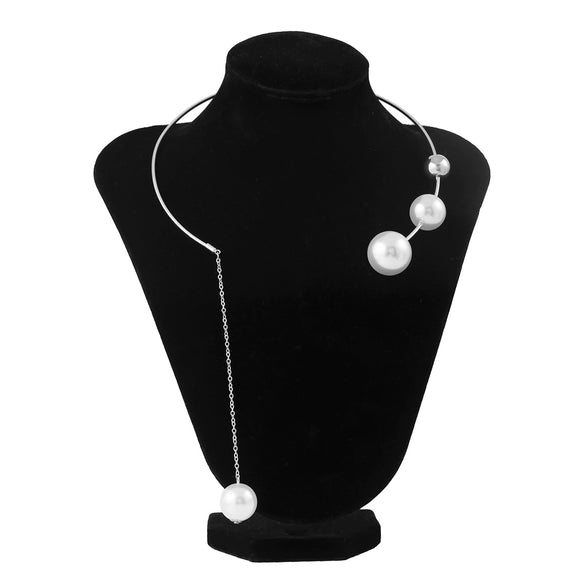 Wholesale Alloy Geometric Round Bead Clavicle Chain Imitation Pearl Necklace For Women
