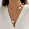 Wholesale Alloy Geometric Round Bead Clavicle Chain Imitation Pearl Necklace For Women