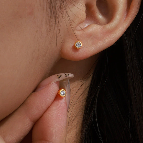 Wholesale Alloy Geometric Round Package Set Earrings Electroplated Minimalist Style For Women