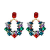 Wholesale Alloy Geometric Shape Inset Rhinestone Earrings With Diamond Design