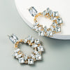 Wholesale Alloy Geometric Shape Inset Rhinestone Earrings With Diamond Design