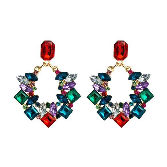 Wholesale Alloy Geometric Shape Inset Rhinestone Earrings With Diamond Design