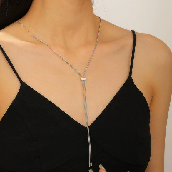 Wholesale Alloy Geometric Snake Bone Chain Sweater Necklace With Electroplating