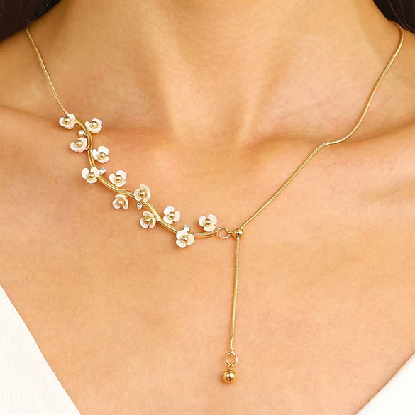 Wholesale Alloy Geometric Snake Bone Chain Sweater Necklace With Electroplating