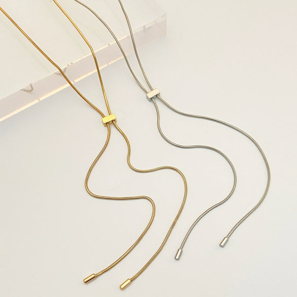 Wholesale Alloy Geometric Snake Bone Chain Sweater Necklace With Electroplating