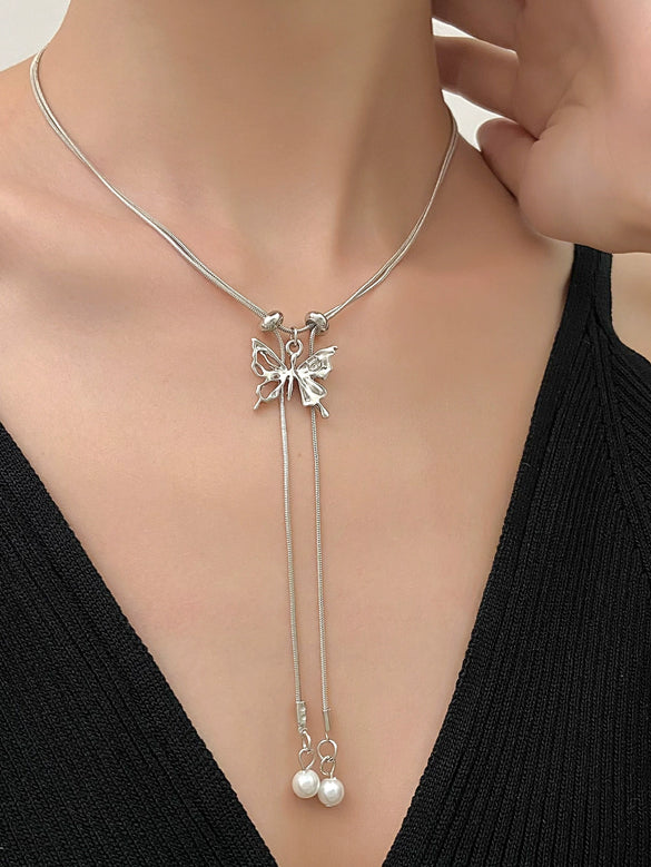 Wholesale Alloy Geometric Snake Bone Chain Sweater Necklace With Electroplating