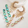Wholesale Alloy Geometric Square Cshaped Long Earrings Set With Diamonds For Women