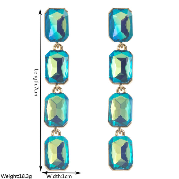 Wholesale Alloy Geometric Square Cshaped Long Earrings Set With Diamonds For Women