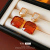 Wholesale Alloy Geometric Square Diamondencrusted Earrings Sophisticated Style