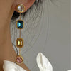 Wholesale Alloy Geometric Square Gem Tassel Earrings For Women With Electroplating Treatment Light Luxury And High Grade Style