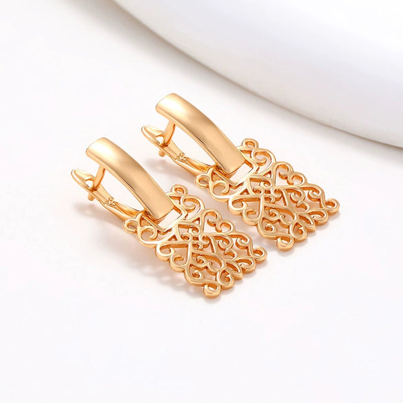 Wholesale Alloy Geometric Square Hollow Electroplated Earrings For Women