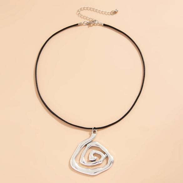 Wholesale Alloy Geometric Square Spiral Pendant Necklace For Women With Dripping Oil Design And Wax Thread