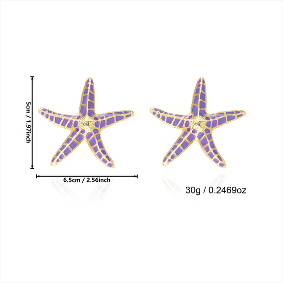 Wholesale Alloy Geometric Starfish Necklace And Earring Set Electroplated Women's Casual Accessories
