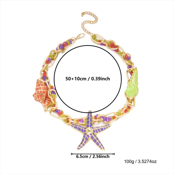 Wholesale Alloy Geometric Starfish Necklace And Earring Set Electroplated Women's Casual Accessories