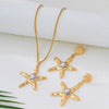 Wholesale Alloy Geometric Starfish Pendant Necklace And Earring Set For Women With Electroplating Design