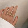 Wholesale Alloy Geometric Style Electroplated Fashion Ring Fivepiece Set Hand Jewelry
