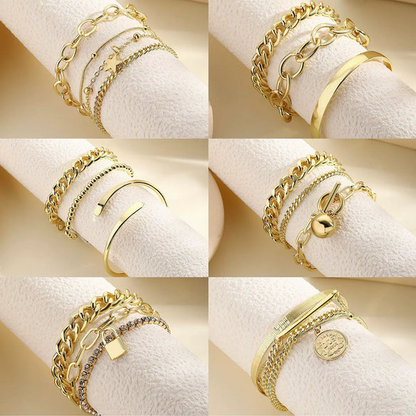 Wholesale Alloy Geometric Style Electroplated Multilayer Women's Bracelet