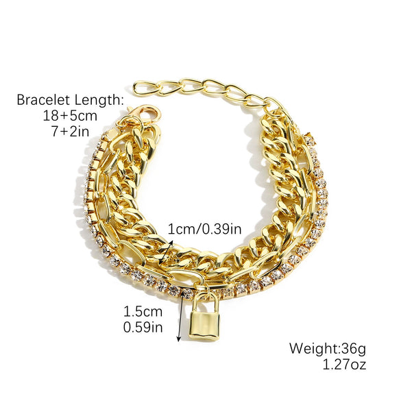 Wholesale Alloy Geometric Style Electroplated Multilayer Women's Bracelet