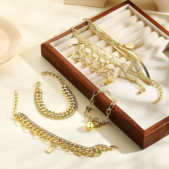 Wholesale Alloy Geometric Style Electroplated Multilayer Women's Bracelet
