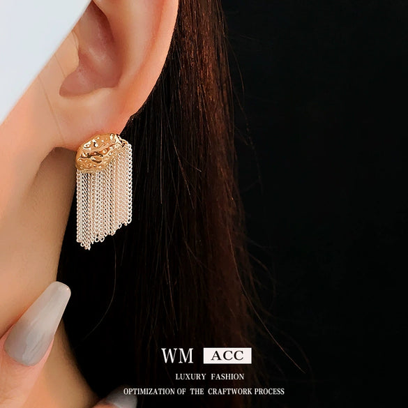 Wholesale Alloy Geometric Style Electroplated Needle Chain Tassel Earrings For Women
