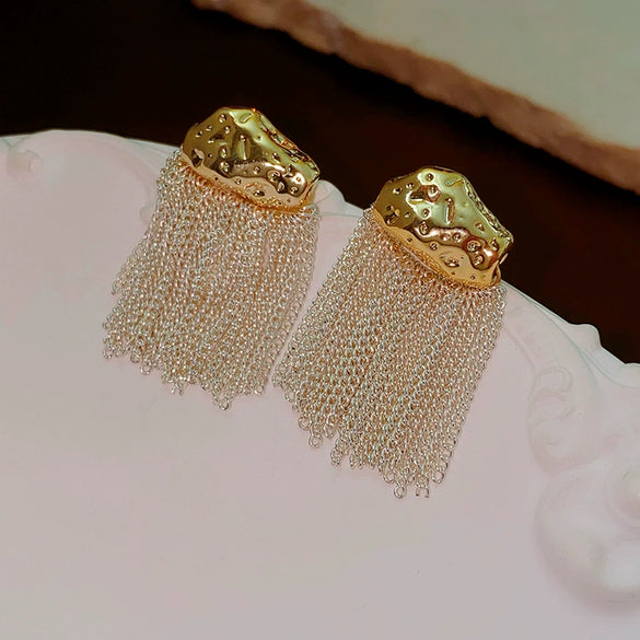 Wholesale Alloy Geometric Style Electroplated Needle Chain Tassel Earrings For Women