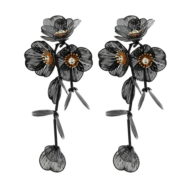Wholesale Alloy Geometric Style Electroplated Stainless Steel Needle Flower Petals Tassel Earrings For Women