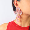 Wholesale Alloy Geometric Style Electroplated Stainless Steel Needle Flower Petals Tassel Earrings For Women