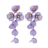Wholesale Alloy Geometric Style Electroplated Stainless Steel Needle Flower Petals Tassel Earrings For Women