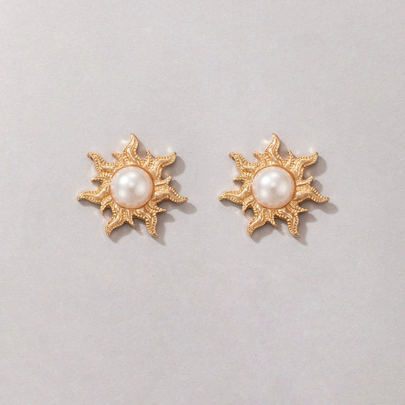 Wholesale Alloy Geometric Sunshaped Electroplated Women's Earrings