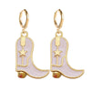 Wholesale Alloy Geometric Ushaped Dripping Oil Cowboy Boots Hat Drop Pendant Earrings Jewelry For Women
