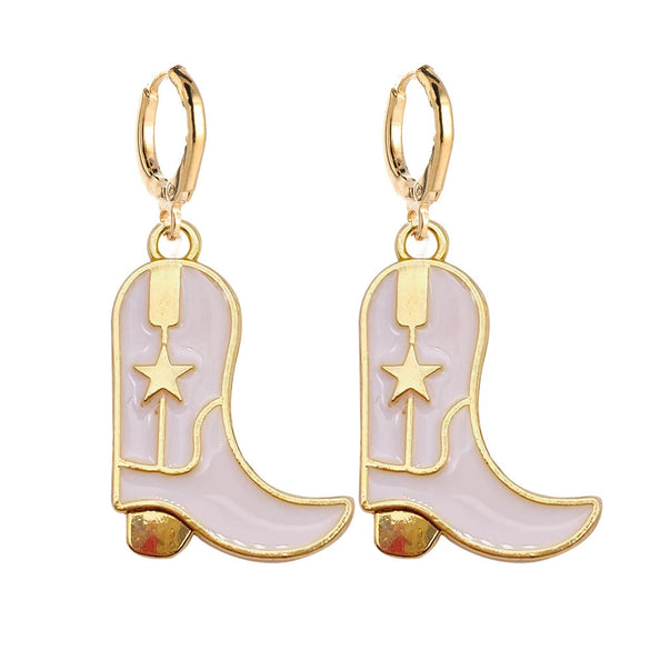 Wholesale Alloy Geometric Ushaped Dripping Oil Cowboy Boots Hat Drop Pendant Earrings Jewelry For Women