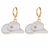 Wholesale Alloy Geometric Ushaped Dripping Oil Cowboy Boots Hat Drop Pendant Earrings Jewelry For Women