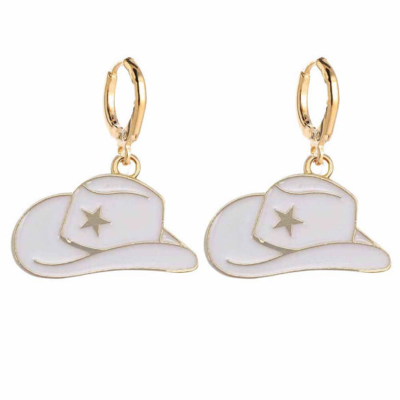 Wholesale Alloy Geometric Ushaped Dripping Oil Cowboy Boots Hat Drop Pendant Earrings Jewelry For Women