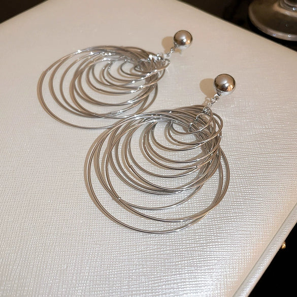 Wholesale Alloy Geometric Wind Circle Earrings With High Sense And Electroplating Design For Women