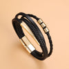 Wholesale Alloy Geometric Woven Leather Rope Bracelets For Men And Unisex With Electroplating