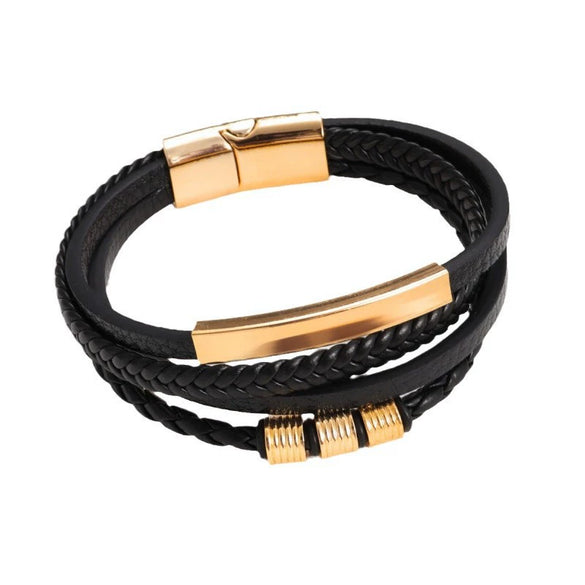 Wholesale Alloy Geometric Woven Leather Rope Bracelets For Men And Unisex With Electroplating