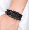 Wholesale Alloy Geometric Woven Leather Rope Bracelets For Men And Unisex With Electroplating