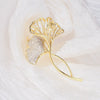 Wholesale Alloy Ginkgo Leaf Brooch For Women Electroplated Natural Style Highend Suit Accessory
