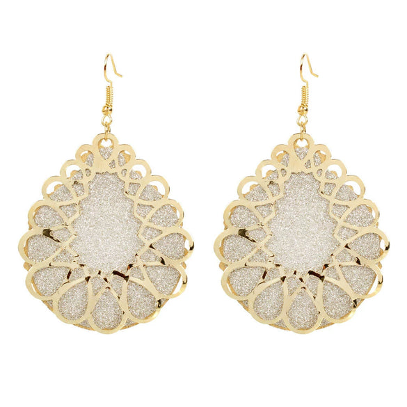 Wholesale Alloy Gold Plated Geometric Leaf Frosted Earrings For Women Simple Retro Style