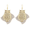 Wholesale Alloy Gold Plated Geometric Leaf Frosted Earrings For Women Simple Retro Style