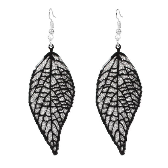 Wholesale Alloy Gold Plated Geometric Leaf Frosted Earrings For Women Simple Retro Style