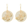 Wholesale Alloy Gold Plated Geometric Leaf Frosted Earrings For Women Simple Retro Style